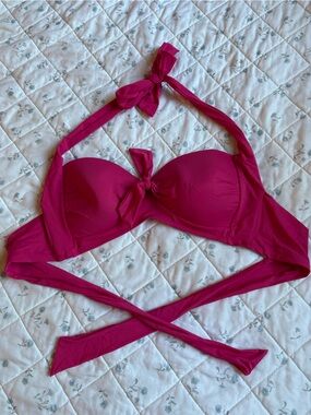 Liz Claiborne Fuchsia Tie Bikini Top